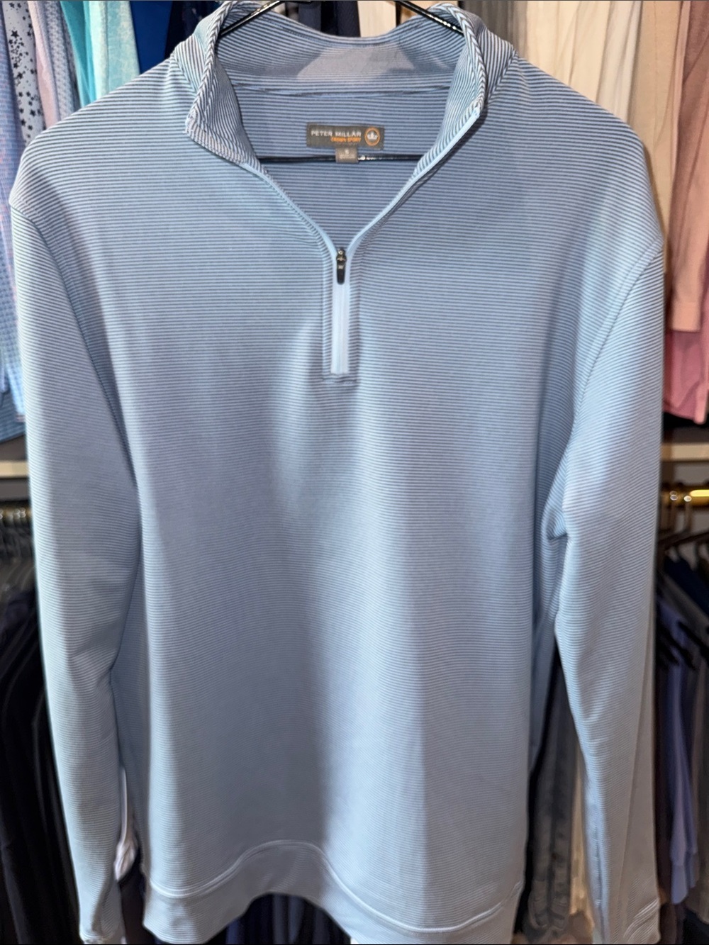 Peter Millar Sky Blue Zip-Neck Performance Sweater